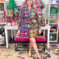 Popover Patch Print Dress