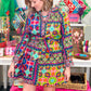 Popover Patch Print Dress