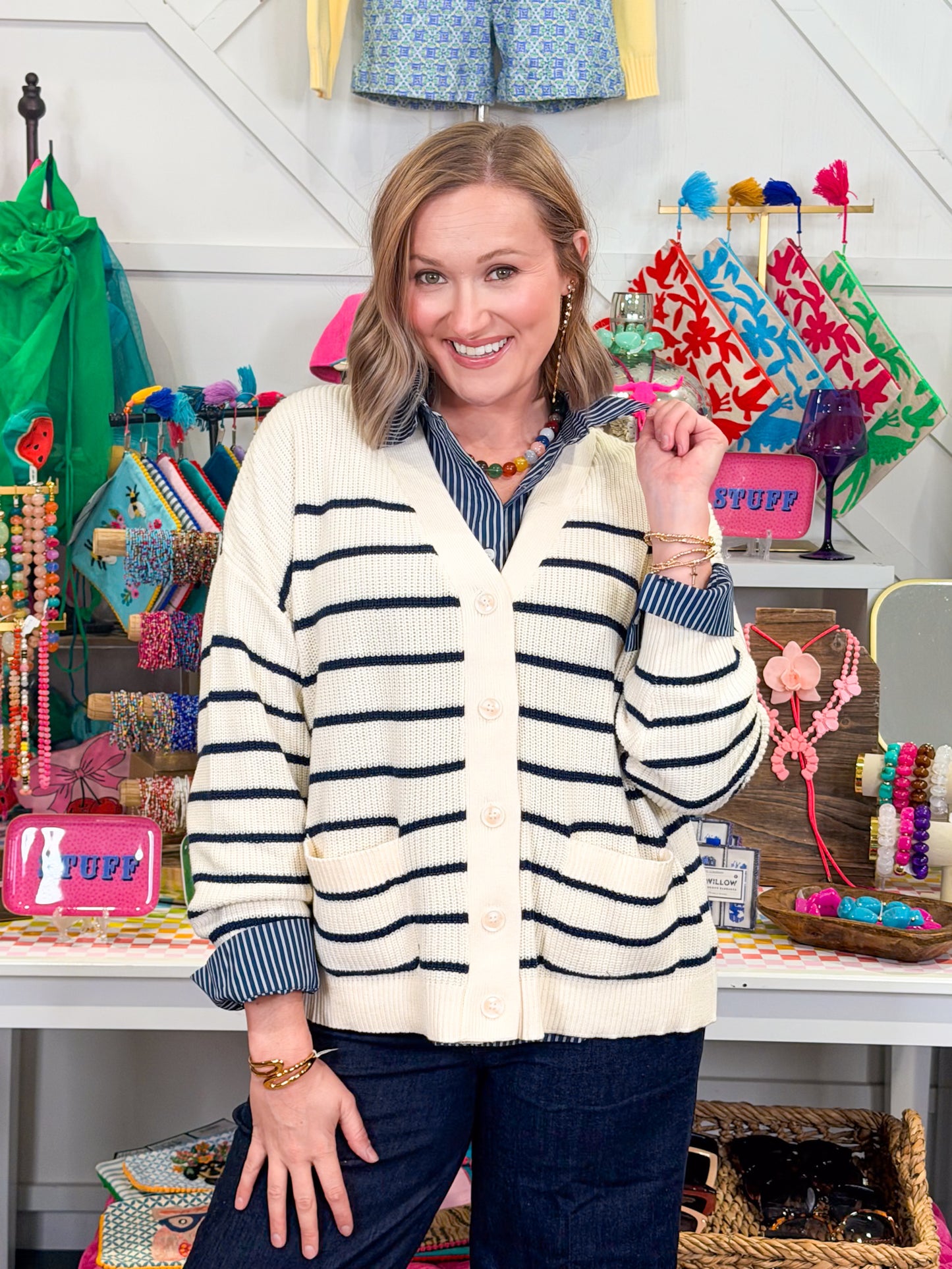 Marlene Black Iris Stripe Cardigan