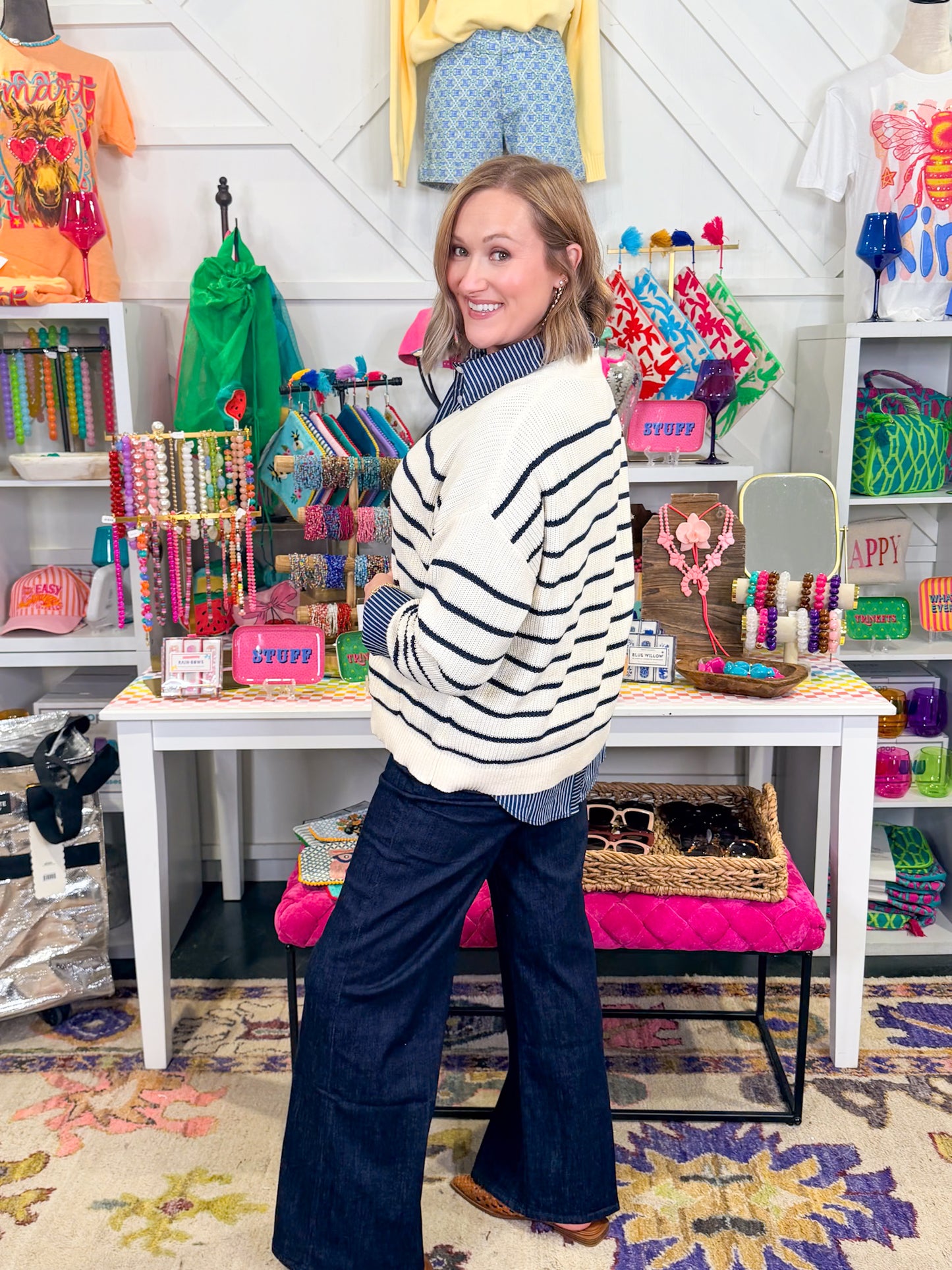 Marlene Black Iris Stripe Cardigan