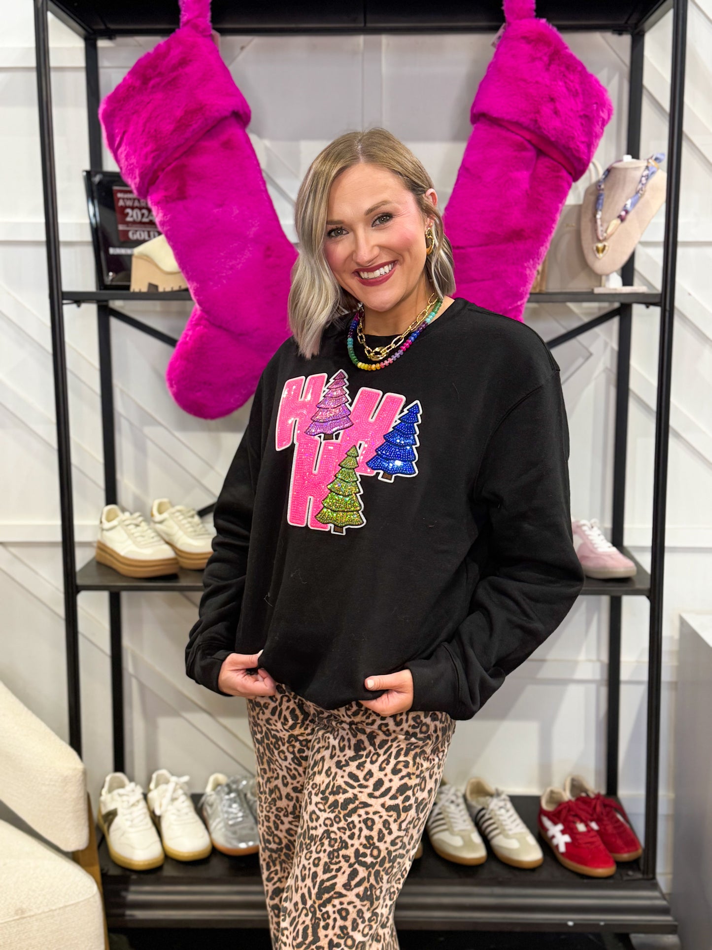 HoHoHo Trees Sequin Sweatshirt