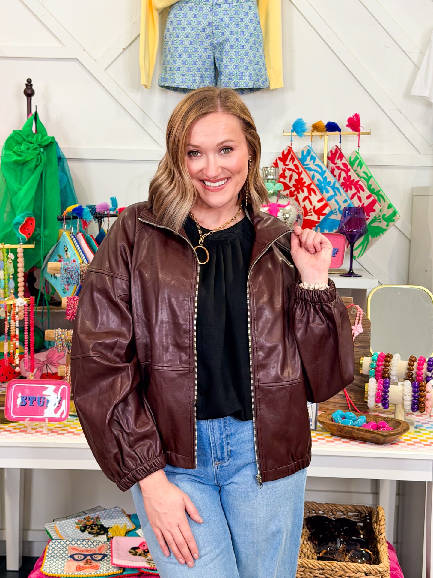 Over Sized Faux Leather Jacket