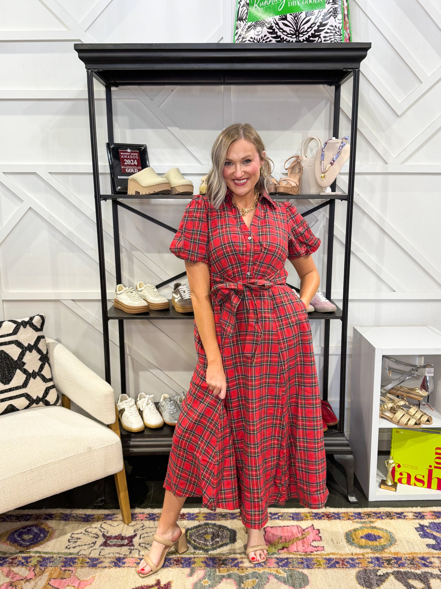 Simone Plaid Midi Dress