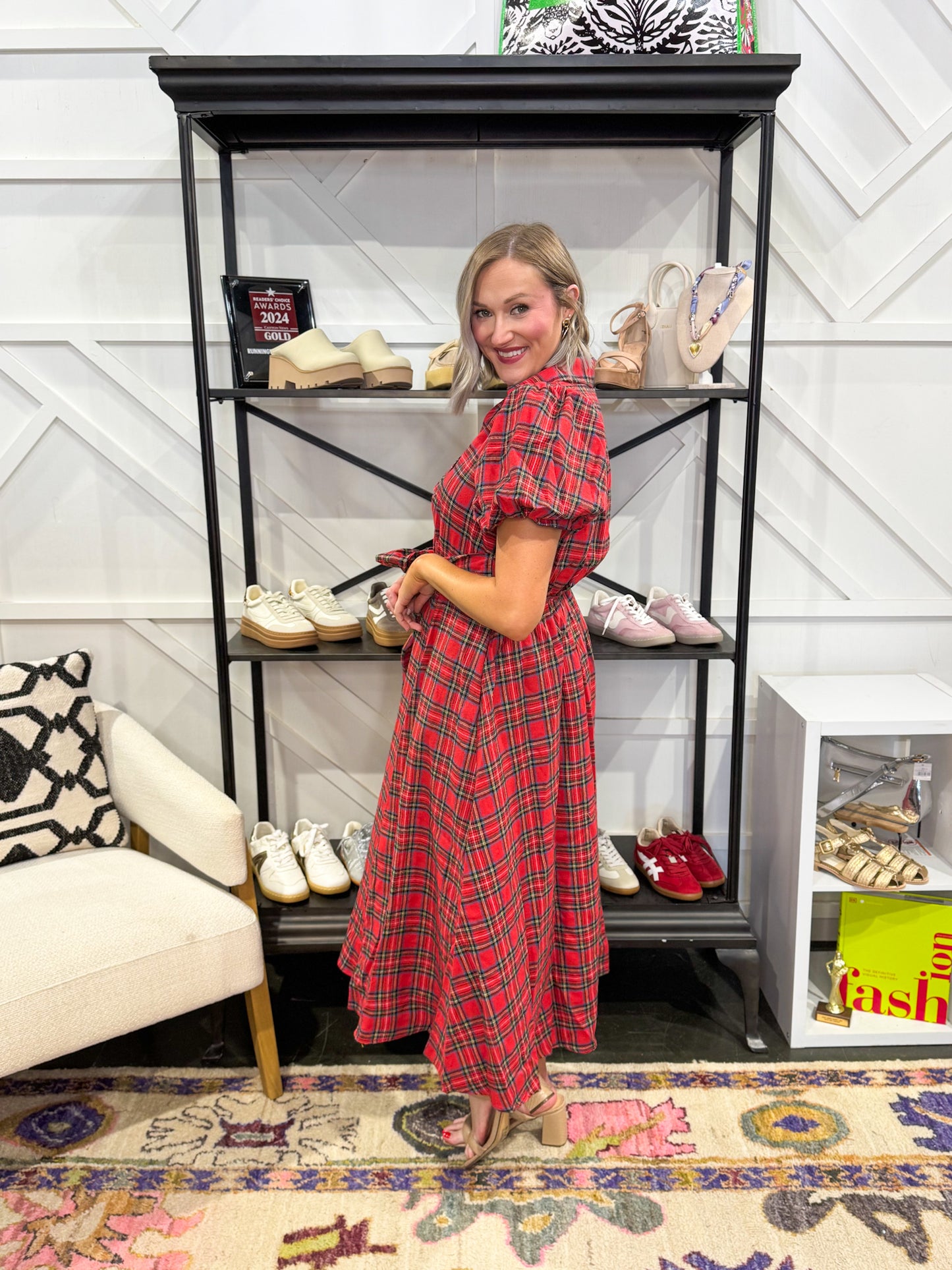 Simone Plaid Midi Dress