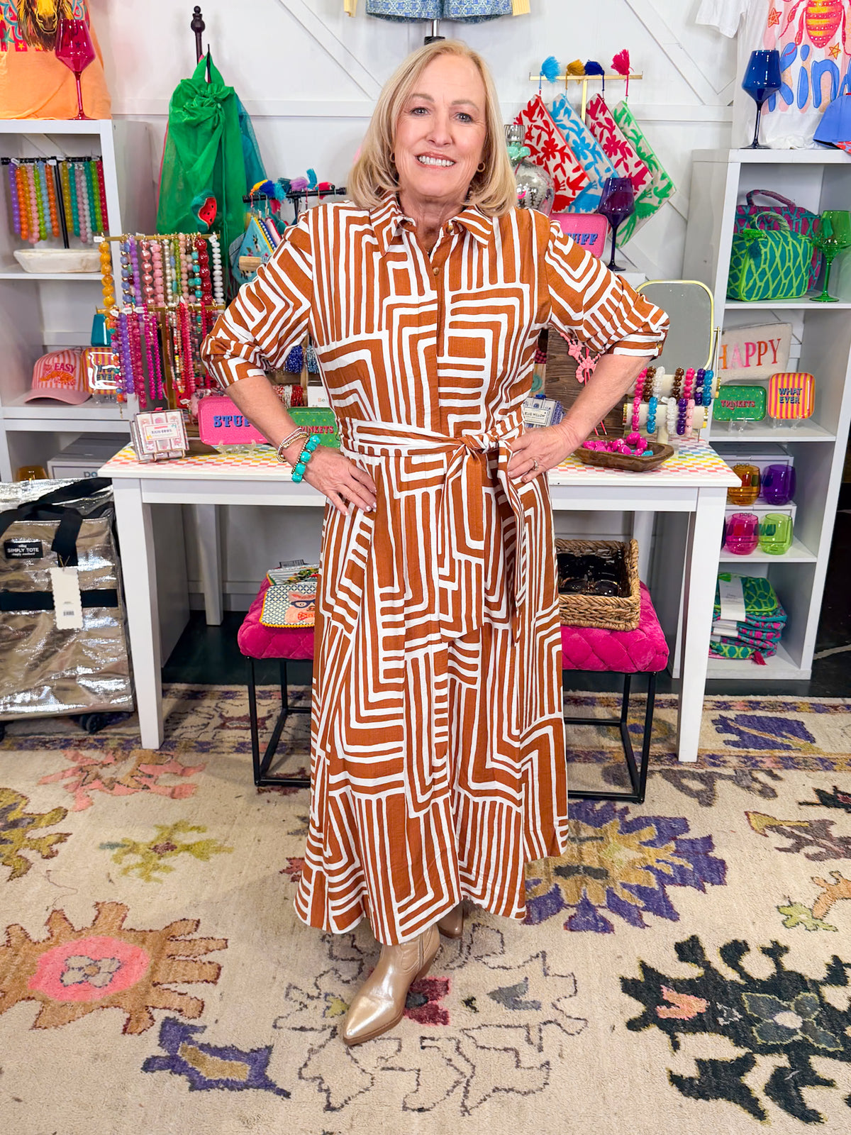 Graphic Midi Shirt Dress