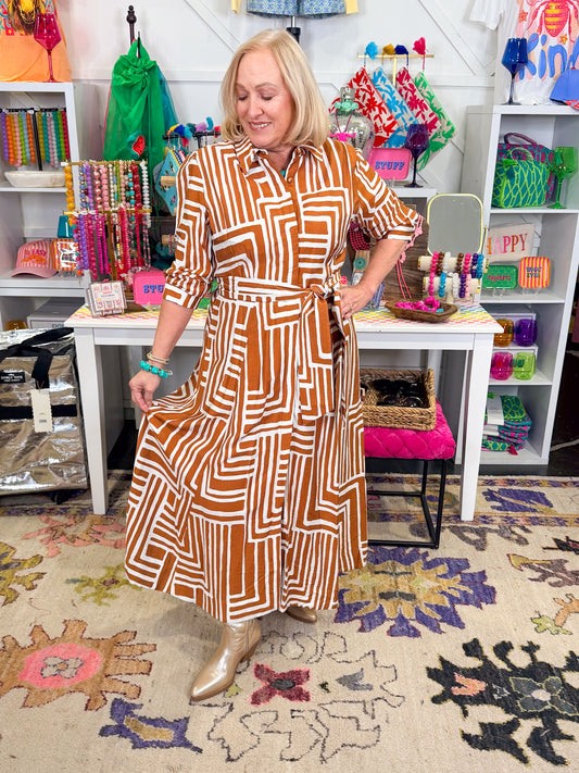 Graphic Midi Shirt Dress