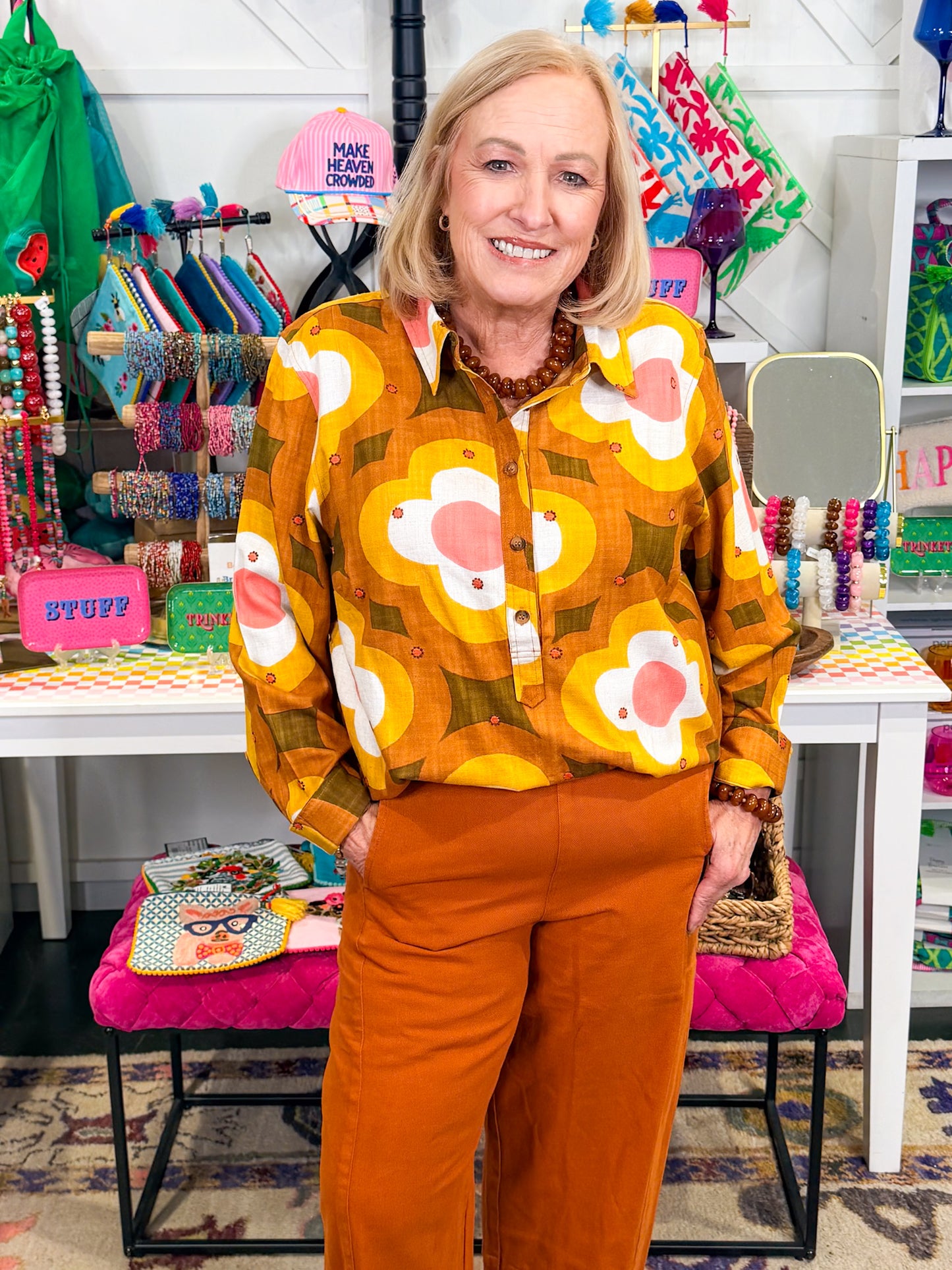 Daisy Embroidery Popover Shirt