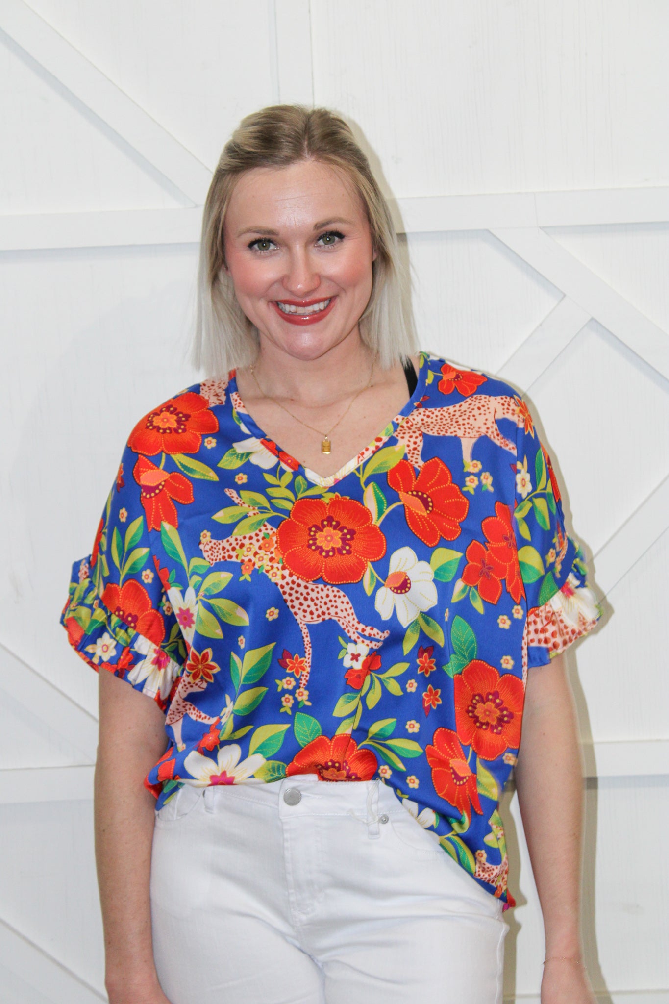 Becca Floral Vneck Blouse