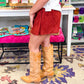 Smocked Suede Skort