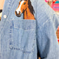 Horse Embroidered Denim Button Down Shirt