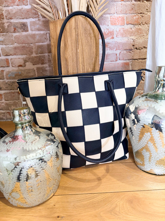 Courtney Checkered Tote