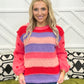 Colorblock Sweater w PomPoms