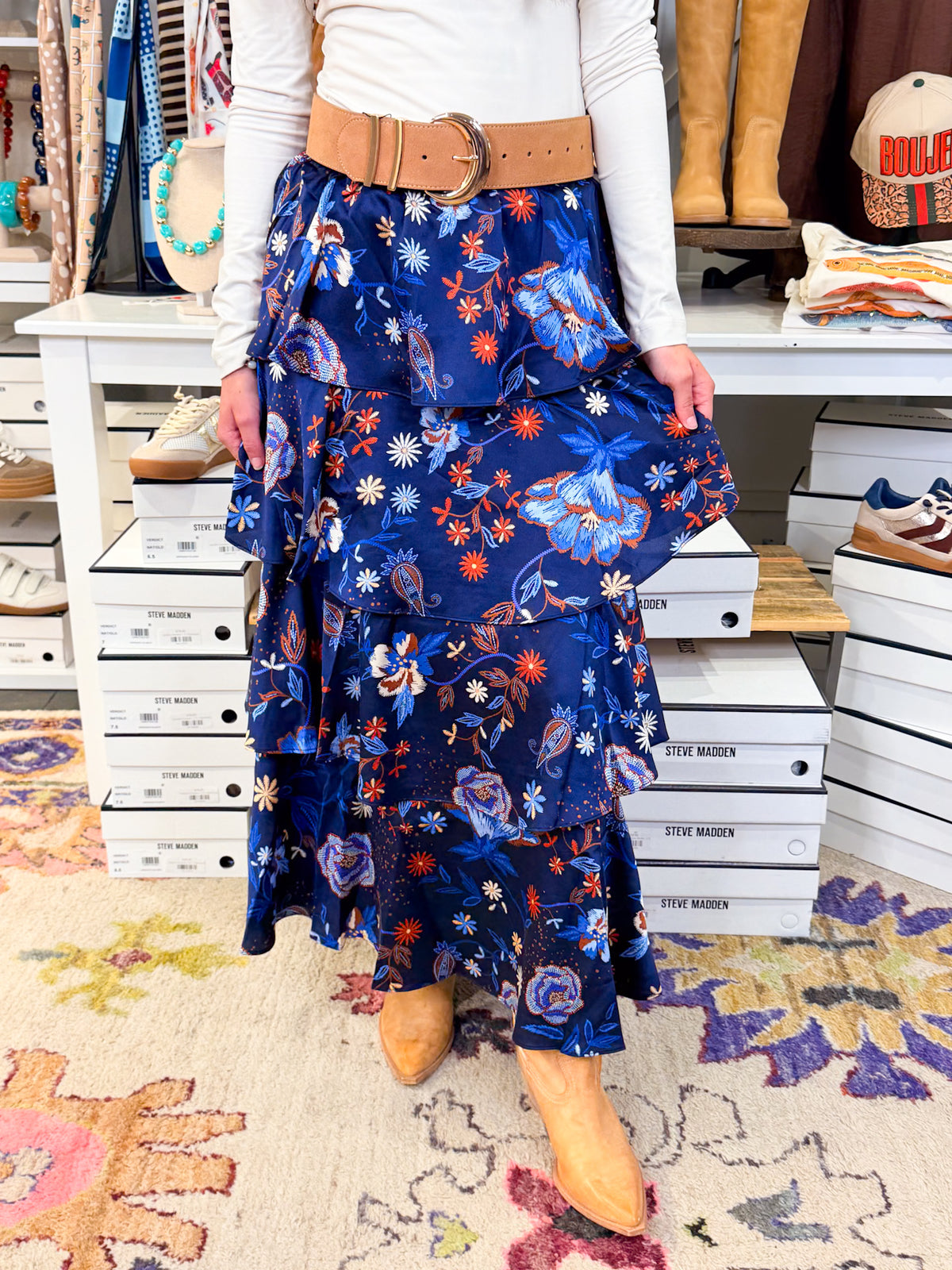 Floral Tiered Maxi Skirt