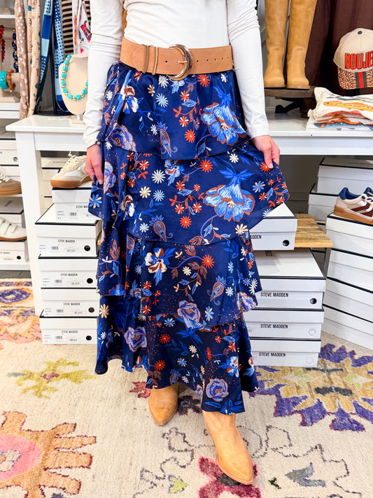 Floral Tiered Maxi Skirt