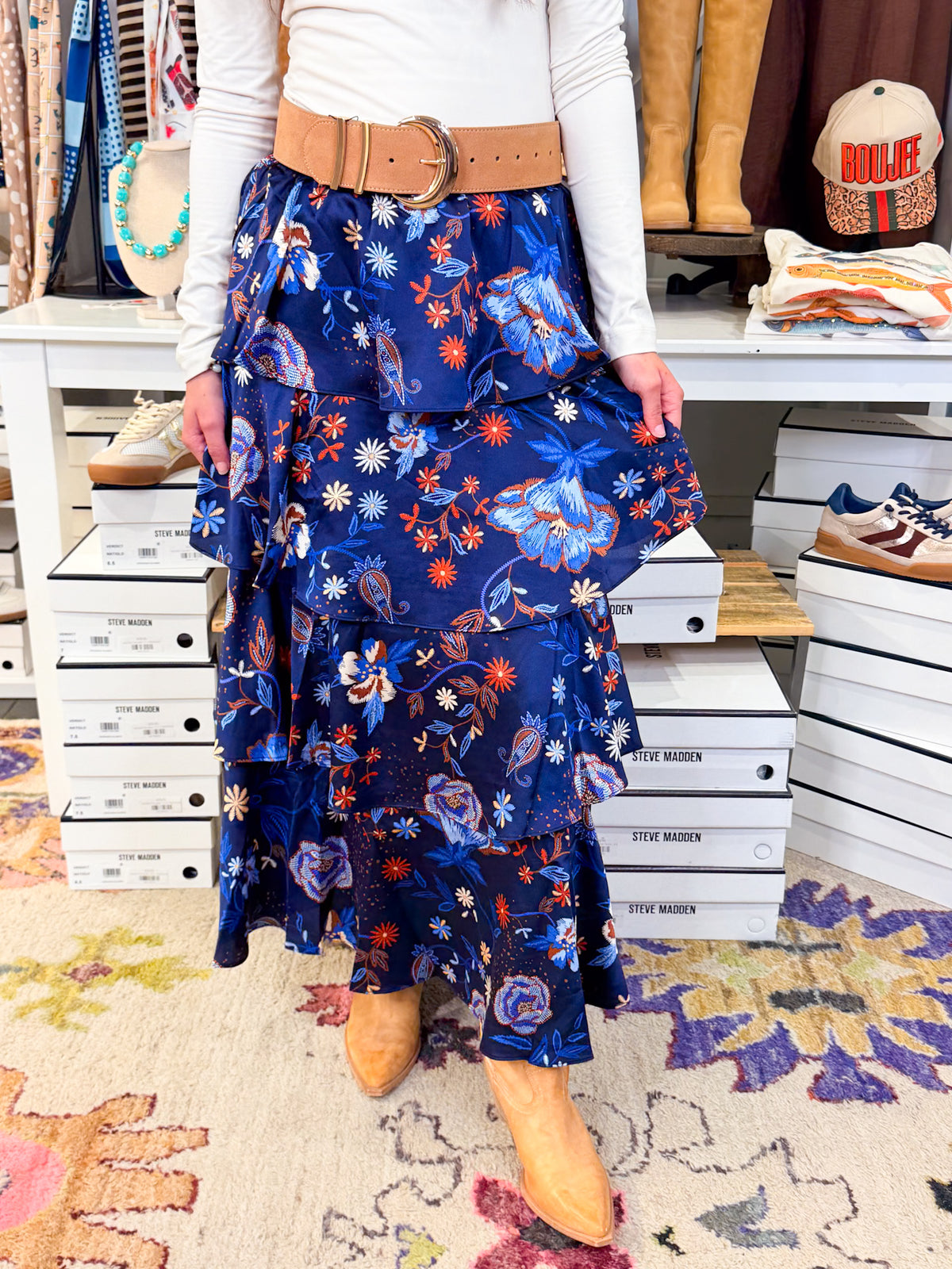 Floral Tiered Maxi Skirt