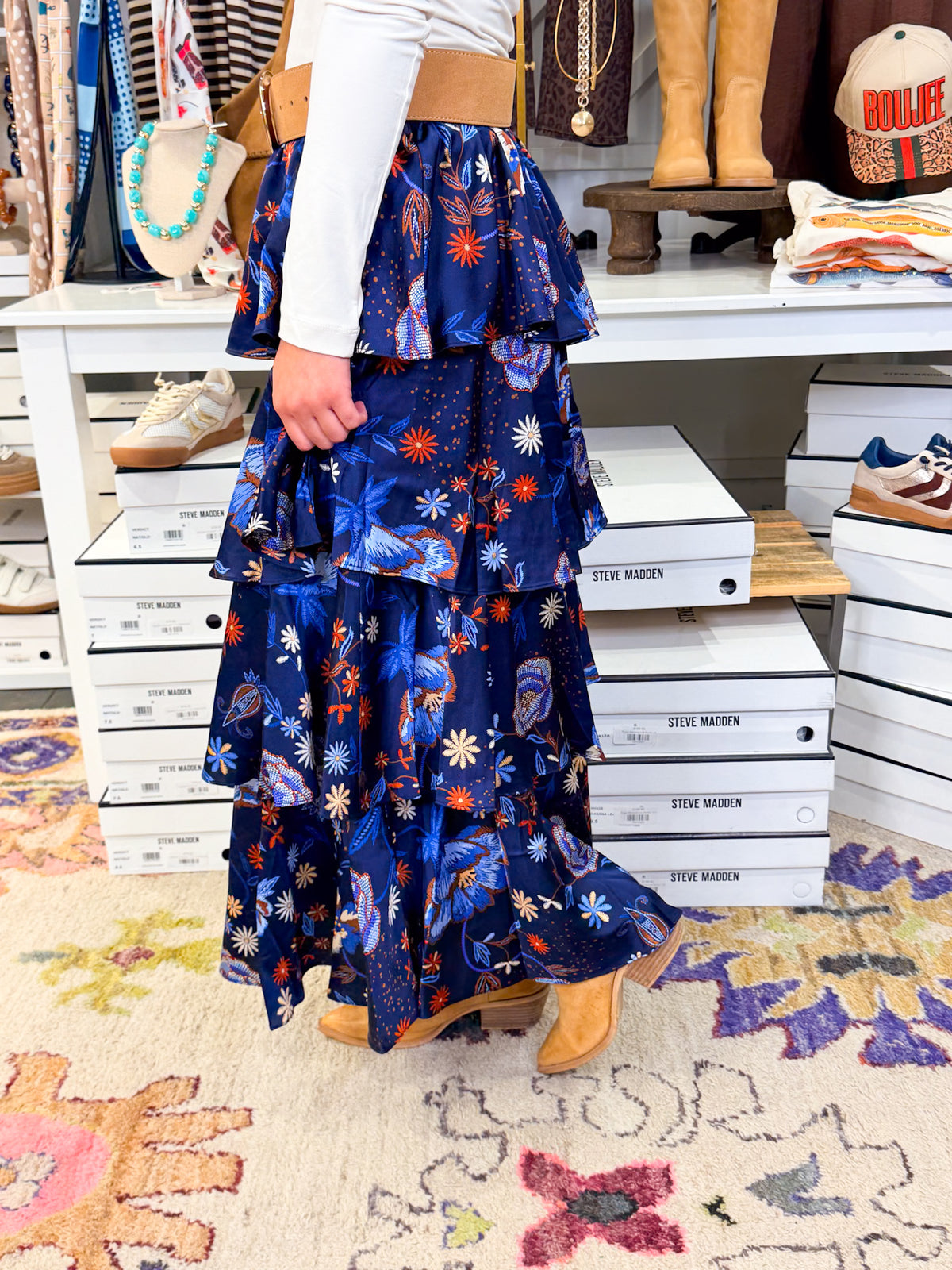 Floral Tiered Maxi Skirt