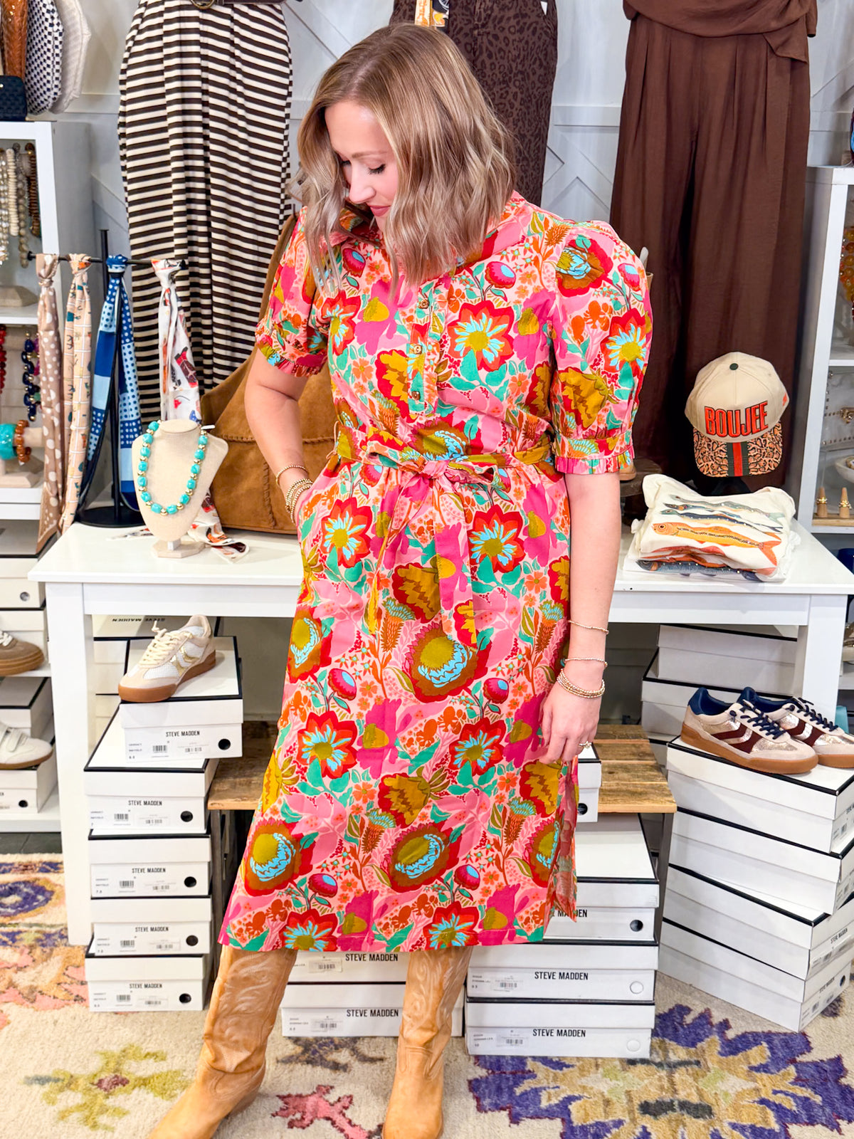 Bouquet Midi Shirt Dress