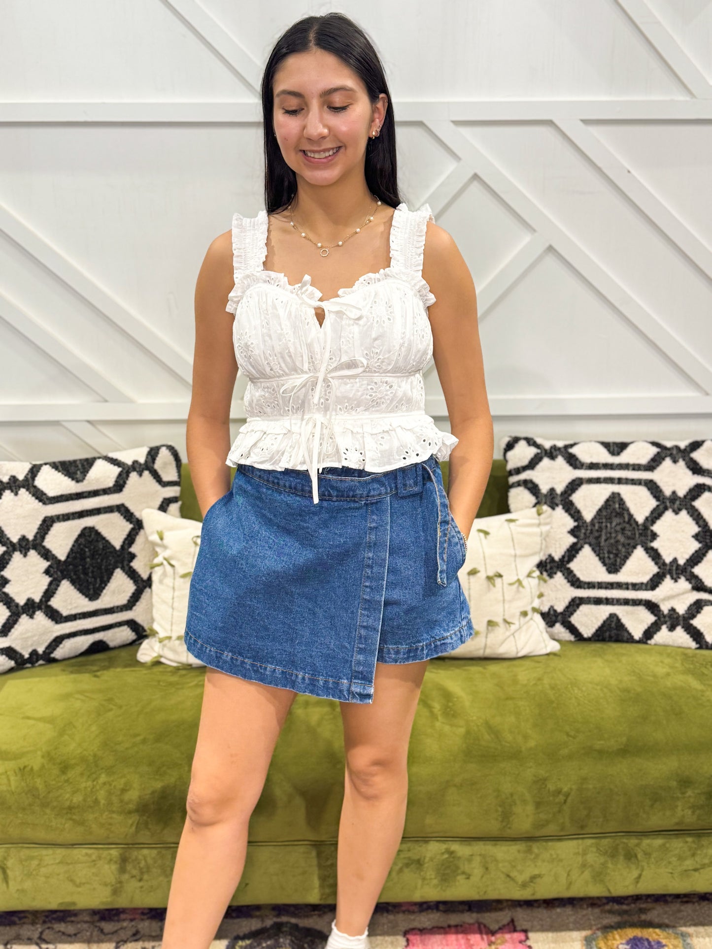 Madelyn Eyelet Smocked Top
