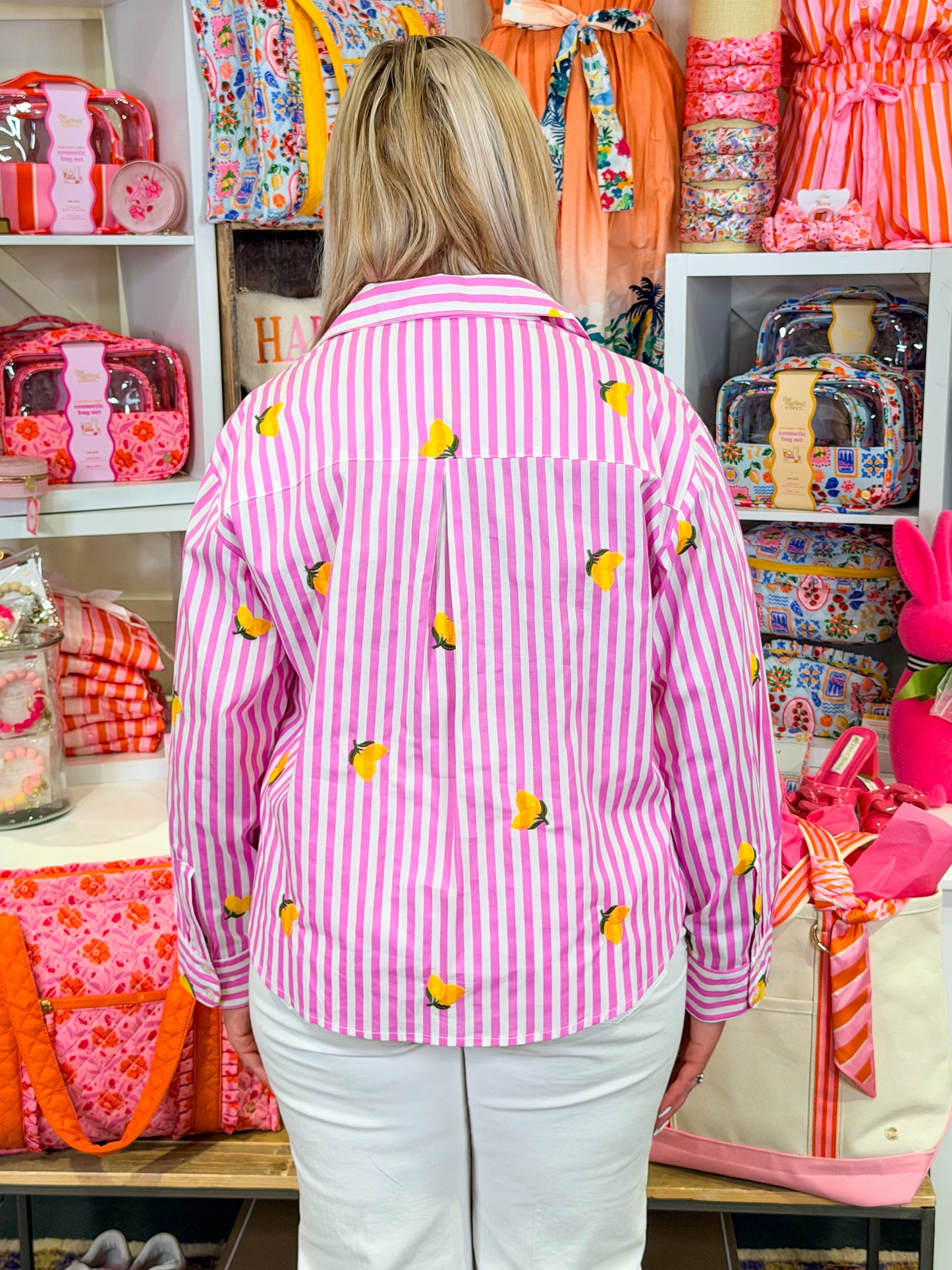 Striped Lemon Accent Blouse