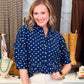 Polka Dot Ruffled Hem Blouse