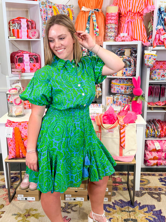 Flounced Hem Shirt Dress