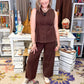 Mineral Washed Peplum Top Barrel Pant Set