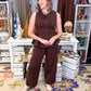 Mineral Washed Peplum Top Barrel Pant Set
