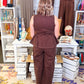 Mineral Washed Peplum Top Barrel Pant Set