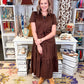 Tiered Suede Midi Dress