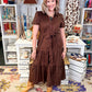 Tiered Suede Midi Dress