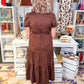 Tiered Suede Midi Dress