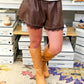 Pleather Lace Trim Pleated Shorts