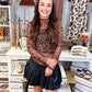 Sheer Leopard Printed Long Sleeve Top