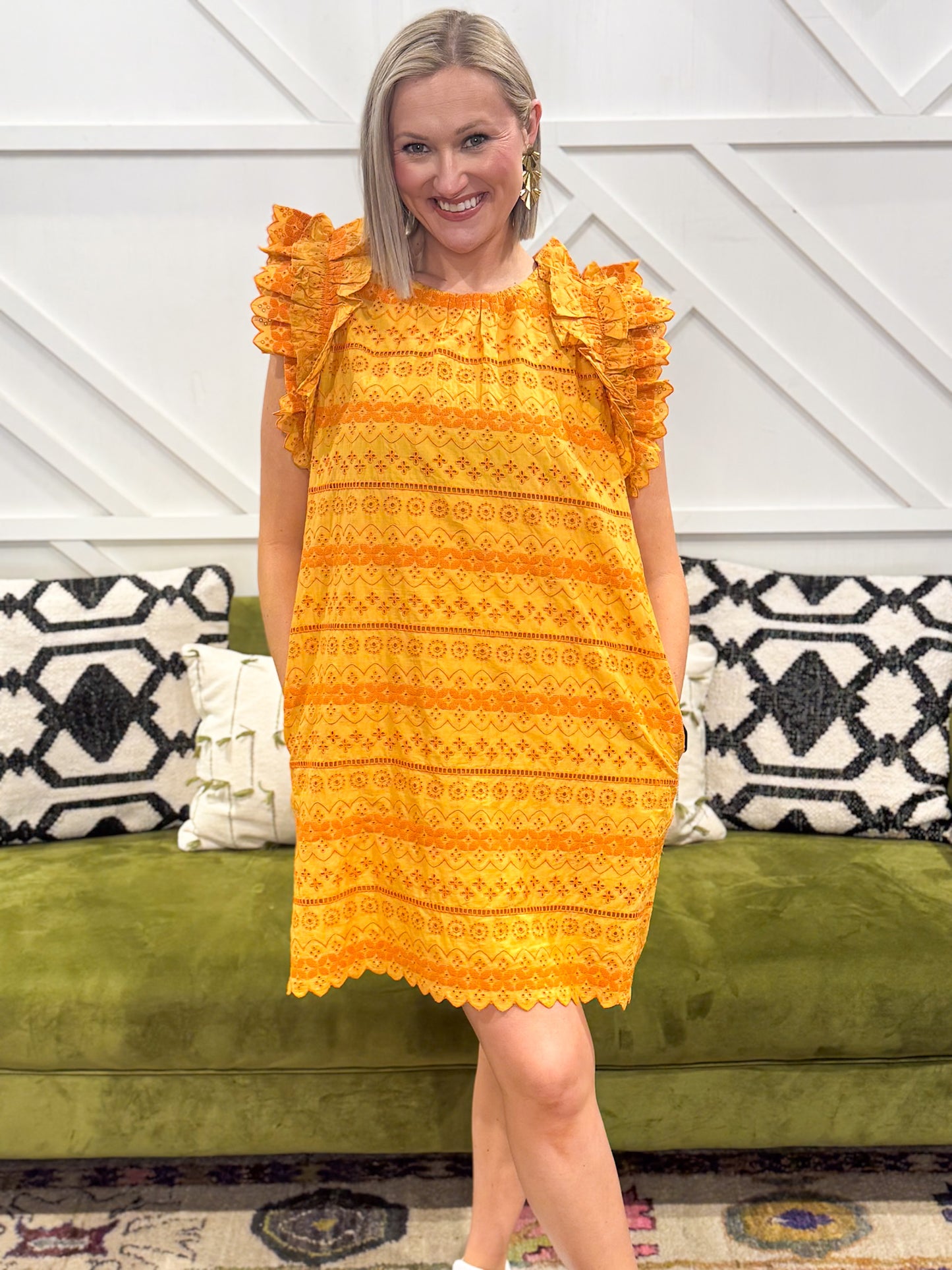 Eyelet Ruffled Dress