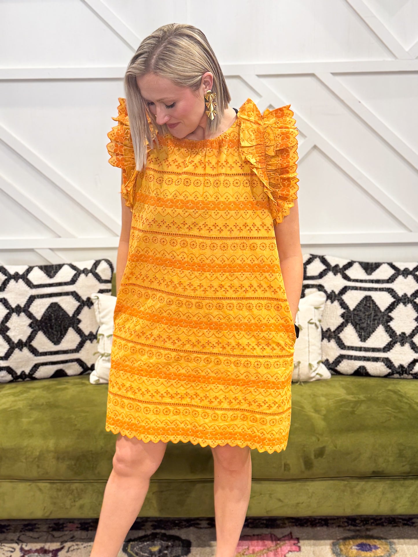 Eyelet Ruffled Dress