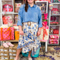 Printed Handkerchief Midi Skirt