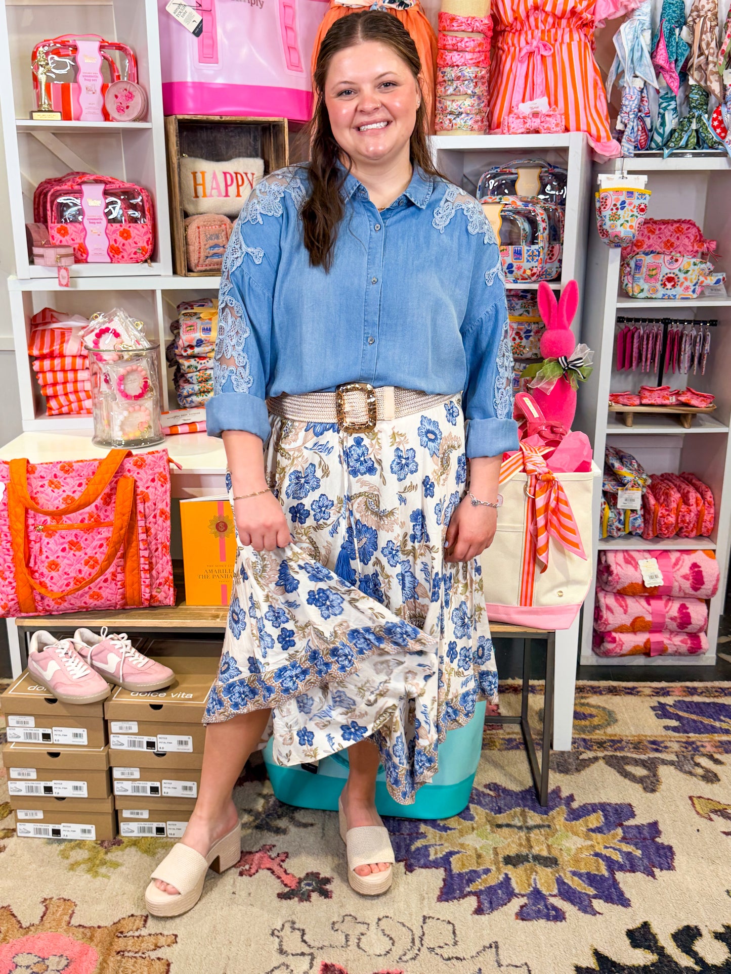 Printed Handkerchief Midi Skirt