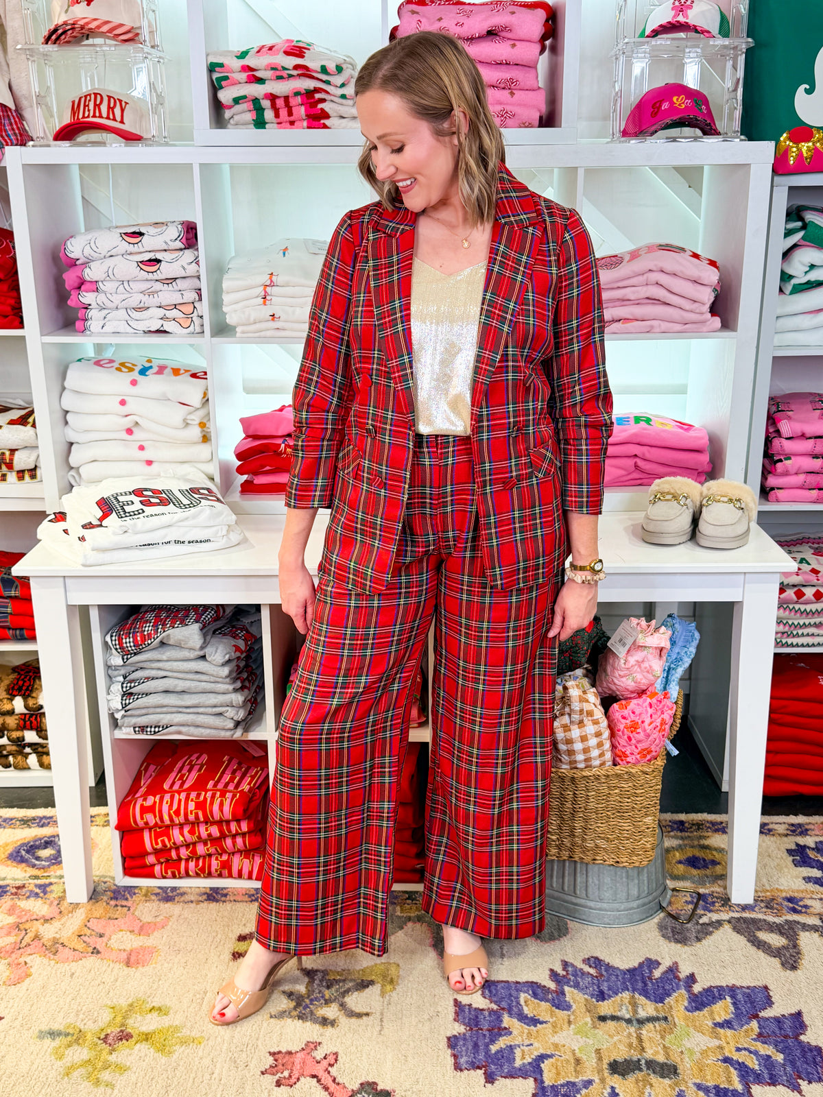 Tartan Check Double Breasted Blazer