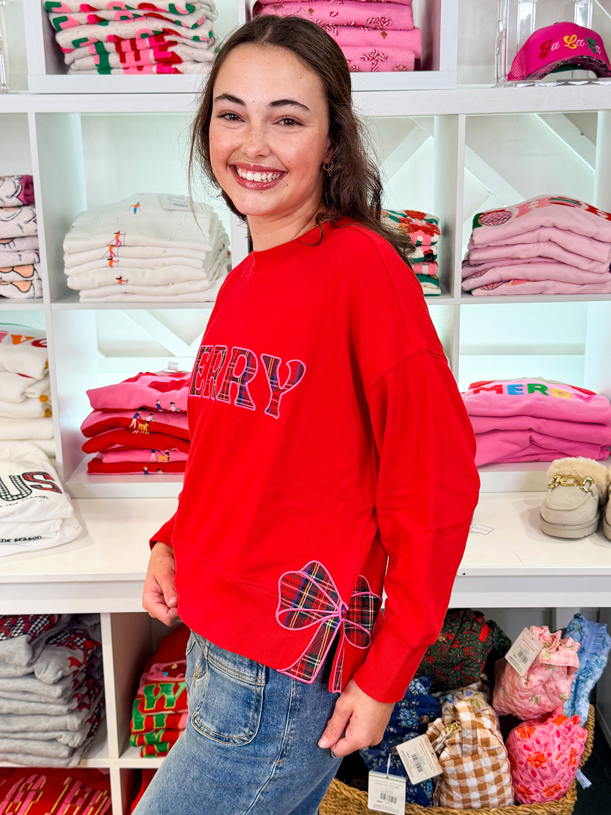 Plaid Merry Relax Sweatshirt