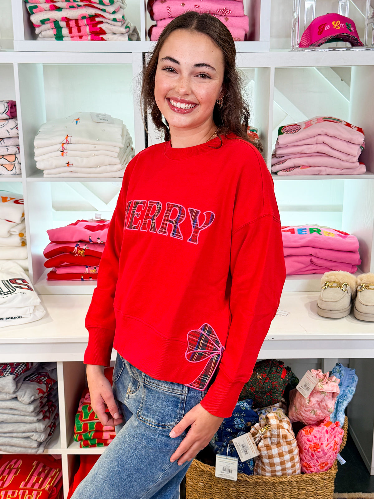 Plaid Merry Relax Sweatshirt