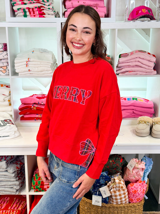 Plaid Merry Relax Sweatshirt
