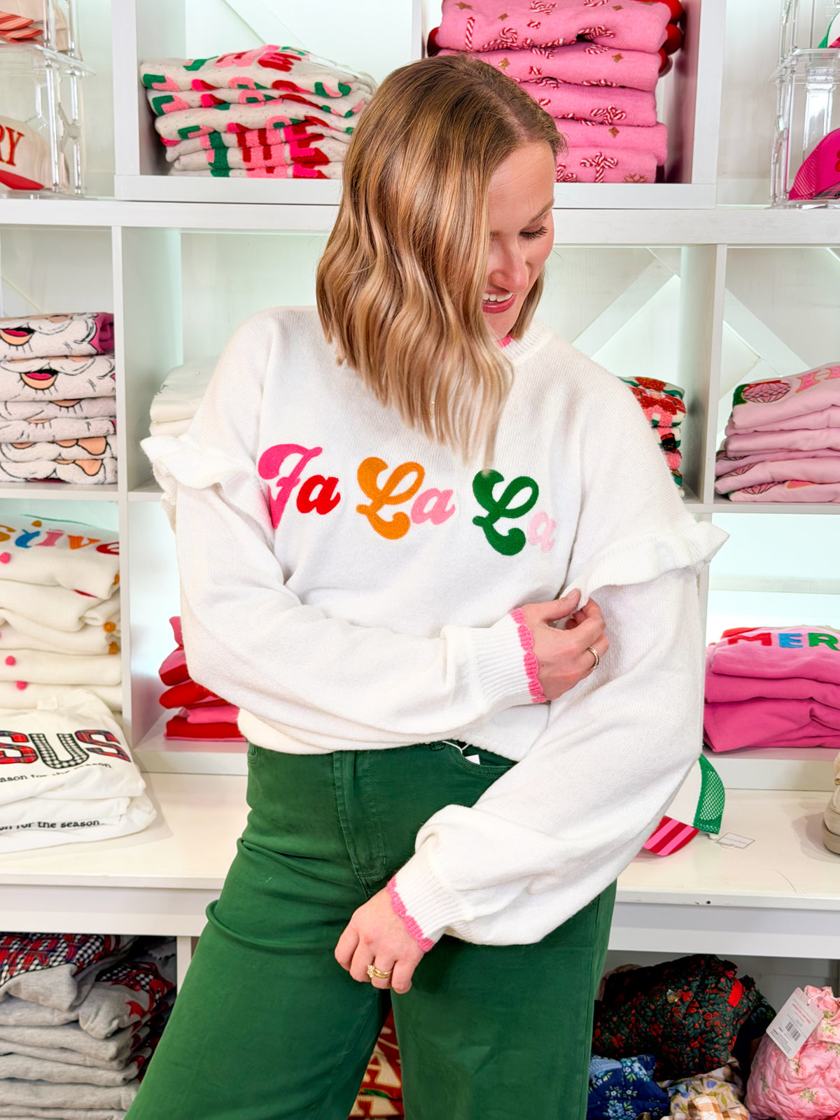 FA LA LA Ruffle Sleeve Sweater