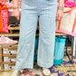 Stripe MidRise Drawstring Jeans