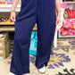 Pinstripe Linen Wide Leg Trouser