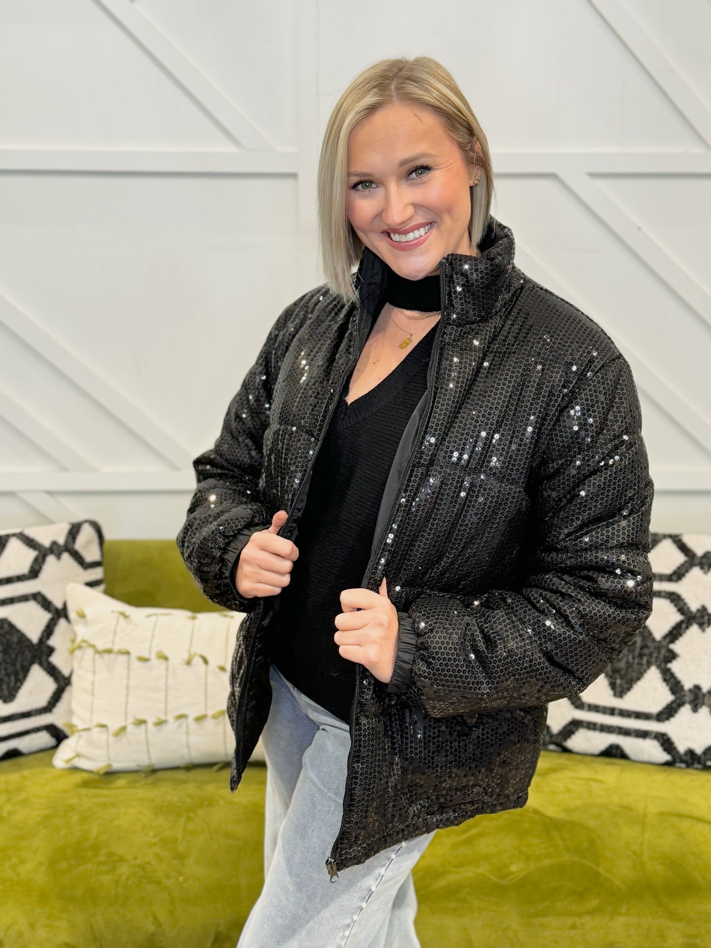 Sequin Puffer Jacket