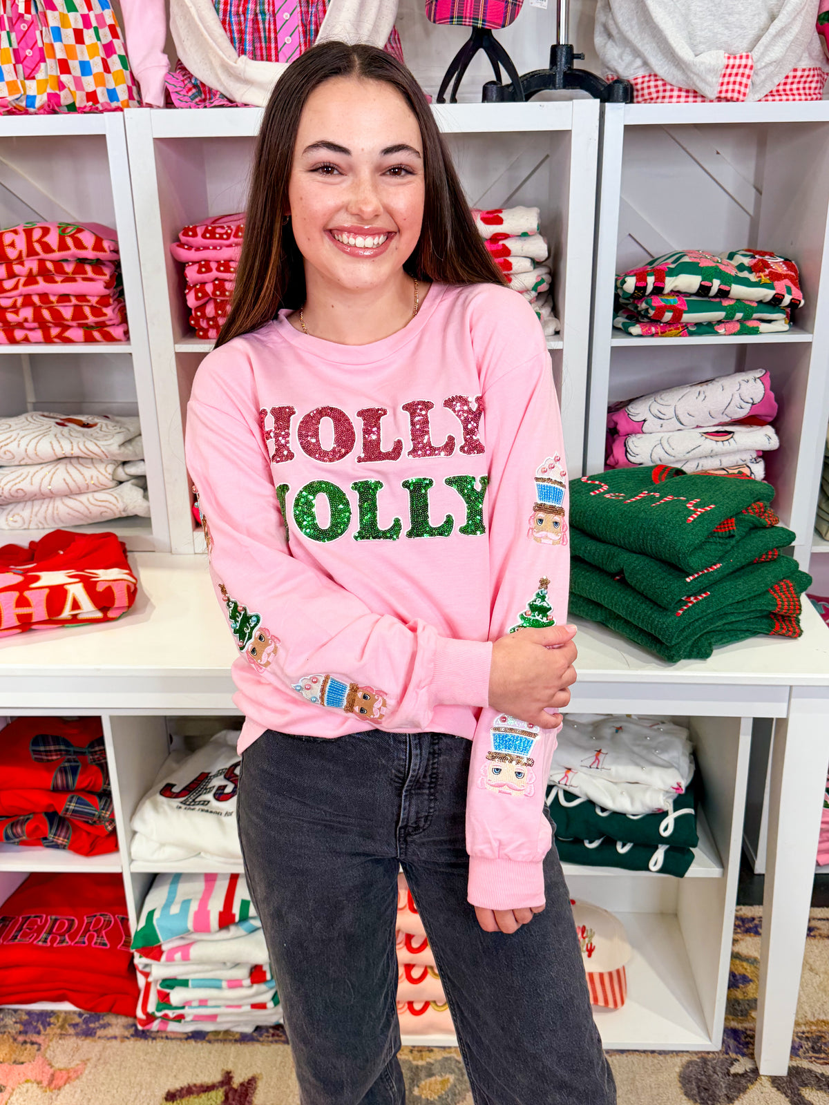 Sequin "Holly Jolly" Sweatshirt