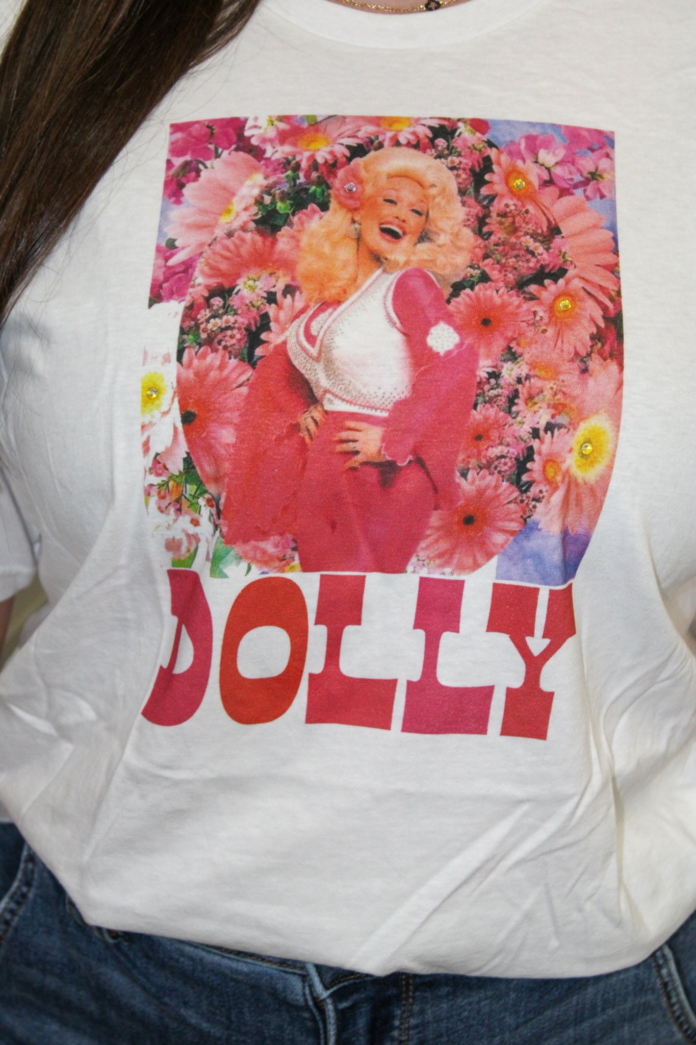 Dolly Flowers Tee w/ Bling