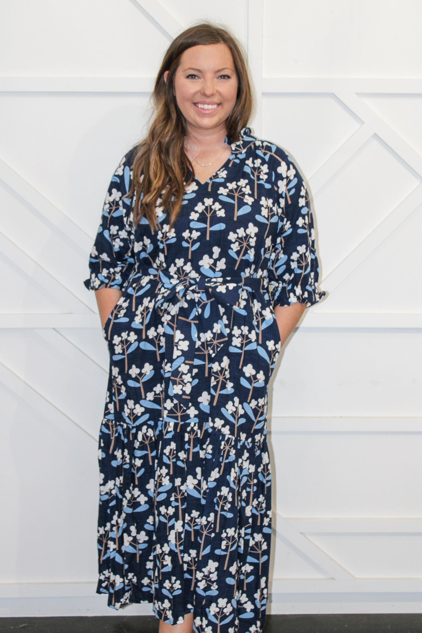 Ruffle Collar Midi Dress
