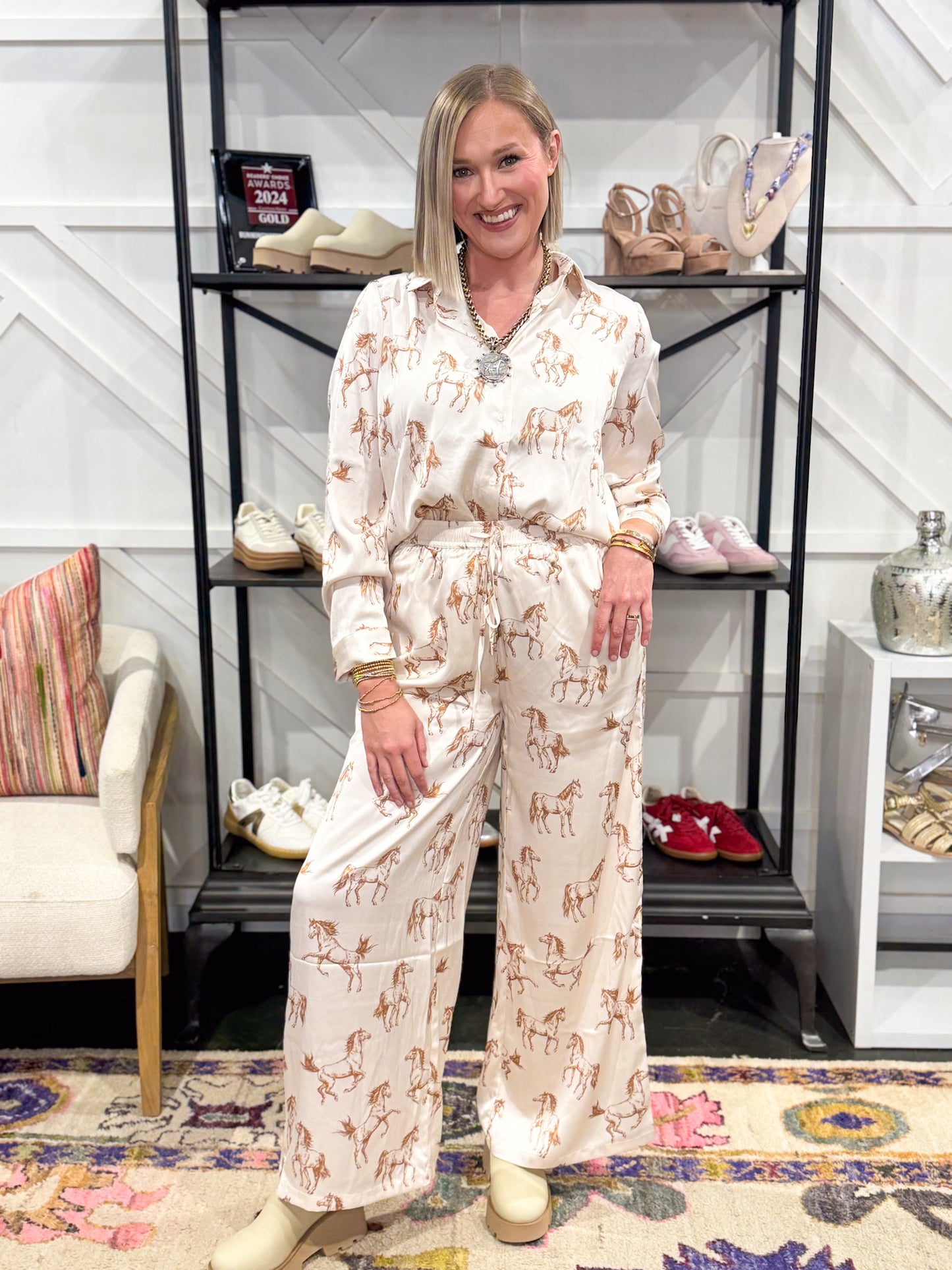 Satin Horse Pant Set