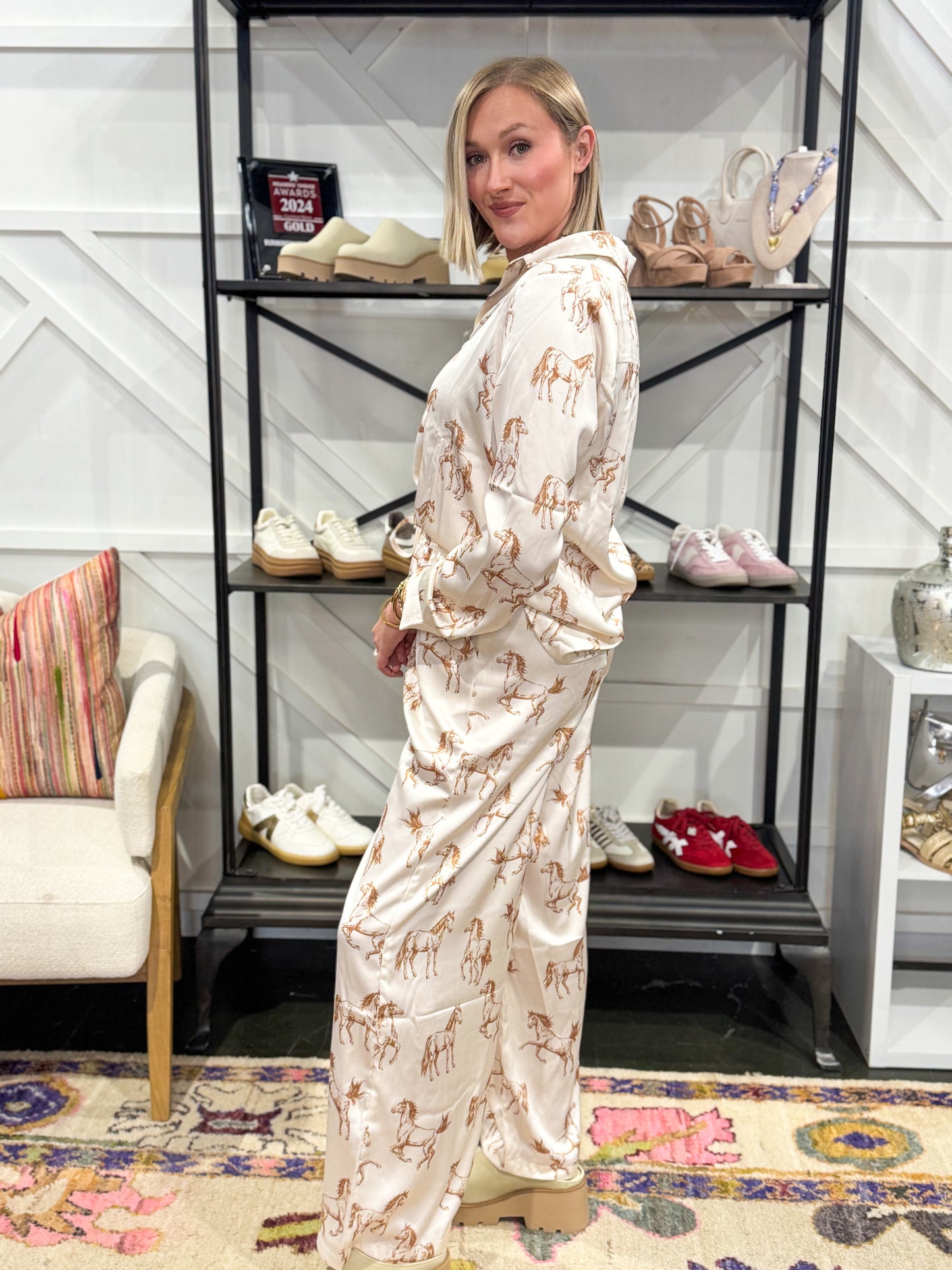 Satin Horse Pant Set